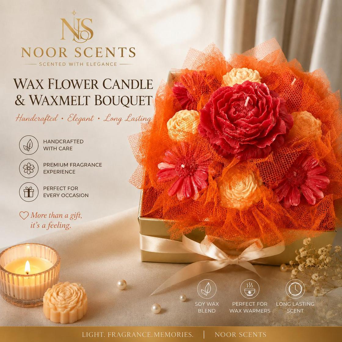Wax Flower Candle & Waxmelt Bouquet